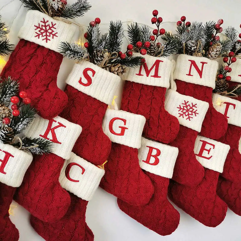 Natal alfabeto tricô meias, enfeites de árvore de Natal, decoração, Natal presente